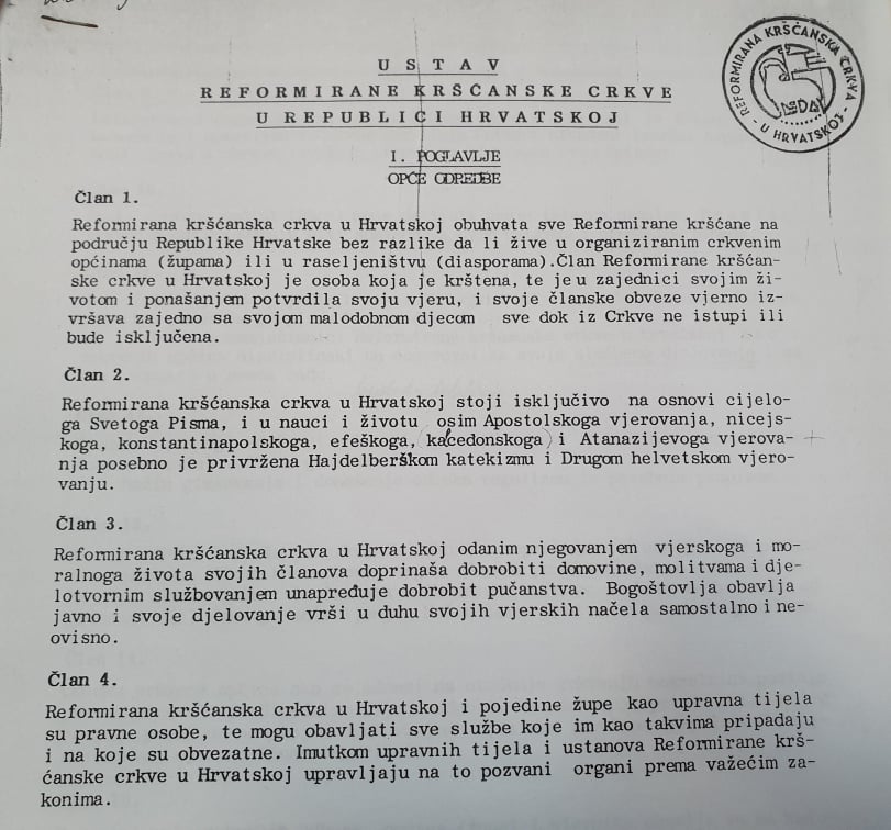 Pravna osobnost i pravo vlasništva crkve   i župa Reformirane kršćanske crkve