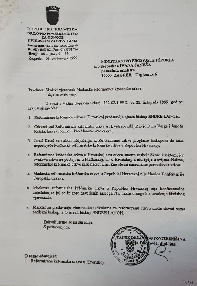 Povjereništvo za odnose s vjerskim zajednicama ne poštuje odluke sinode