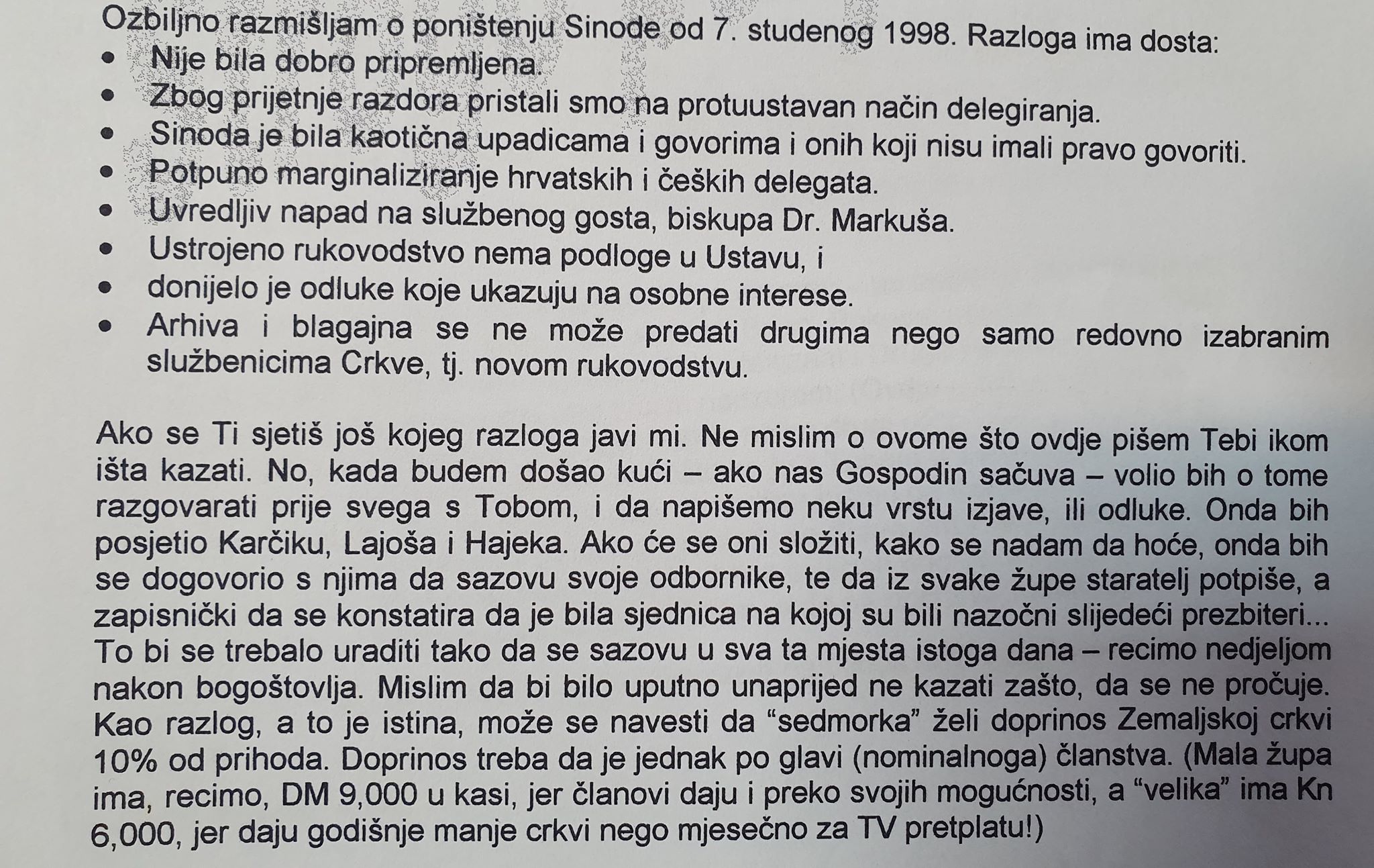Endre Langh nelegalno poništava Sinodu