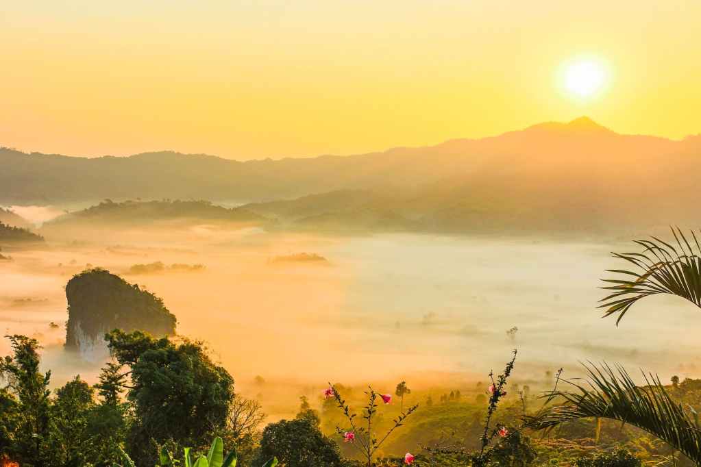 sunset view of mountains