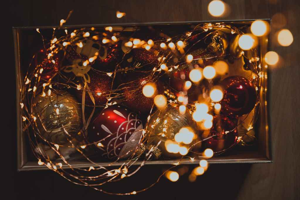 string lights and baubles