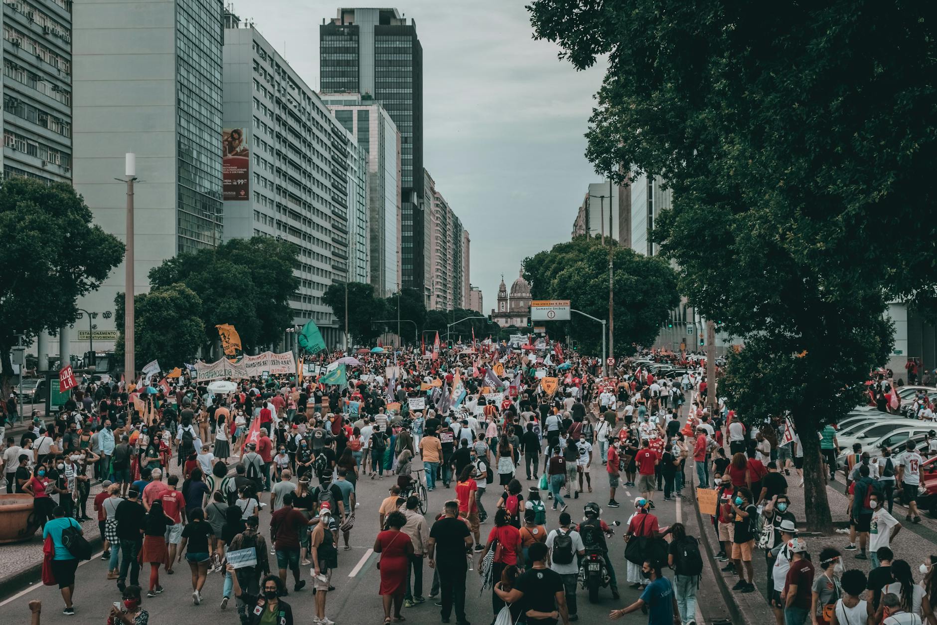 people rallying on the street