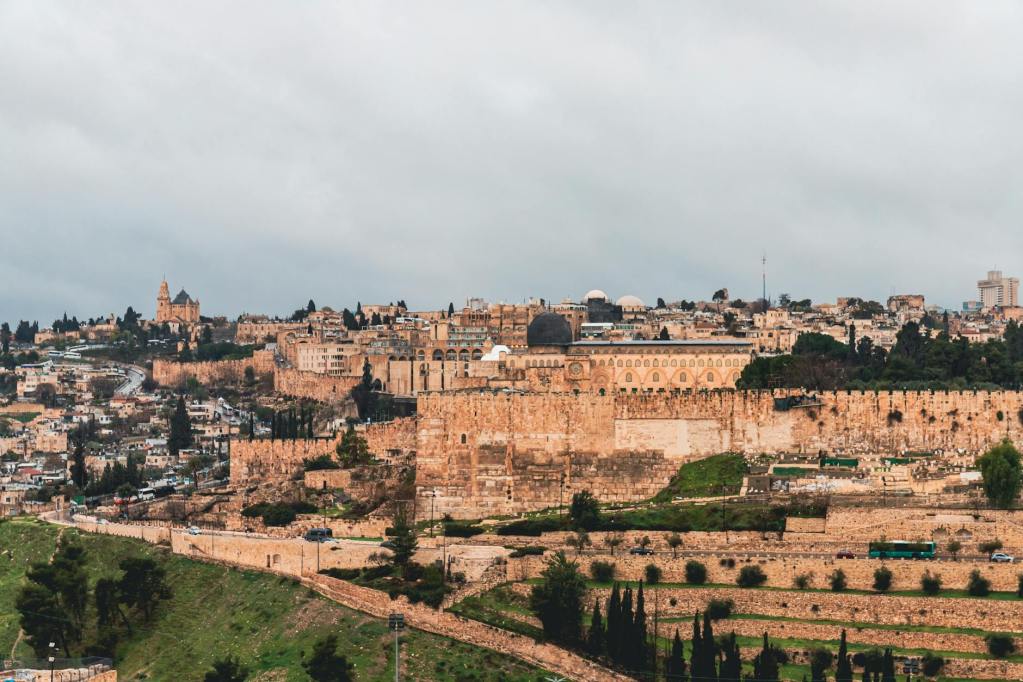 the city of jerusalem is seen from above